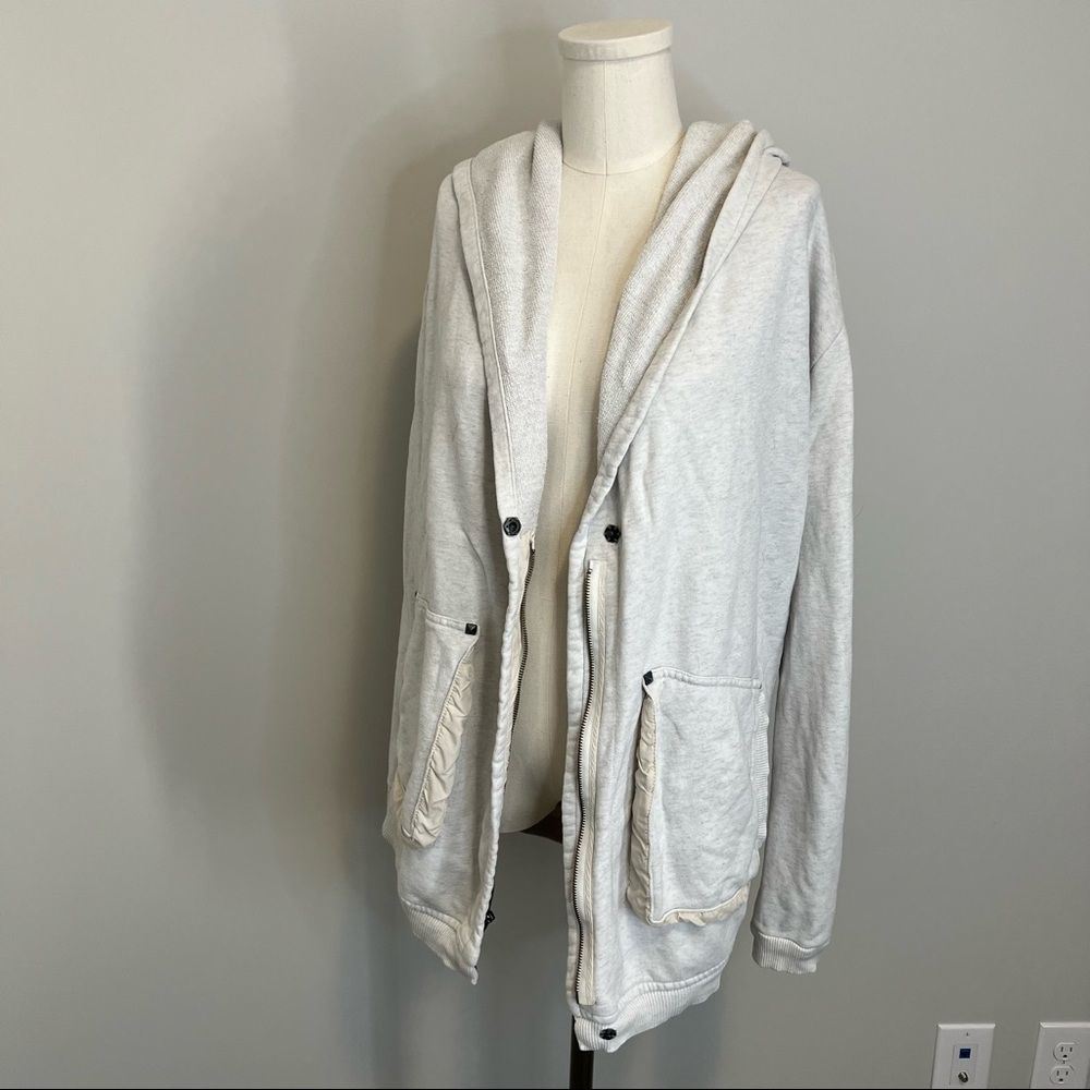 Aritzia Wilfred Roussea Zip Up Cardigan Sweater Ivory Cream Shawl Collar - Picture 13 of 16